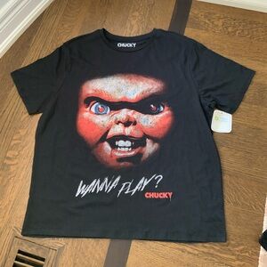 CHUCKY Graphic Black Universal City Studios Adult Unisex T-Shirt NEW SZ XL